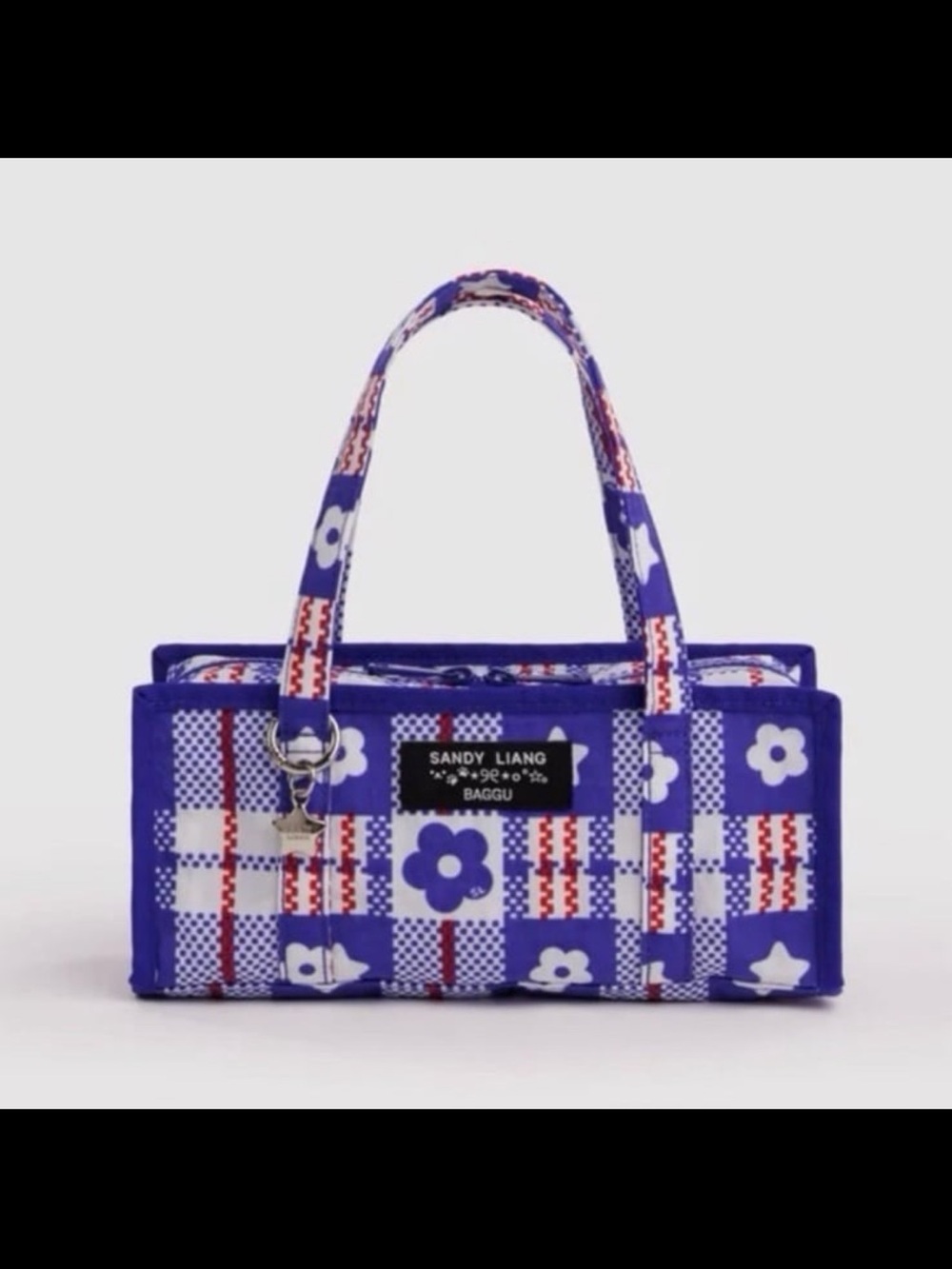 Baggu x Sandy Liang 2.0 Mini Nylon Market Bag in Market Plaid Blue